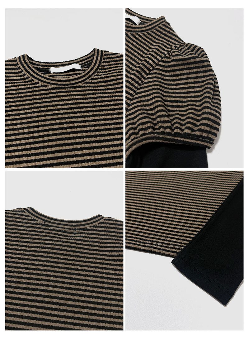 STRIPE LAYERED PUFF T-SHIRT (3COL)