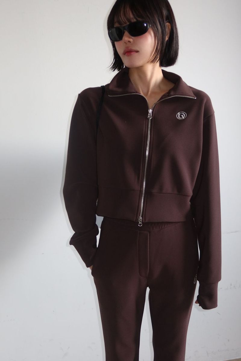 TWO-WAY FLEECE ZIP-UP_BROWN