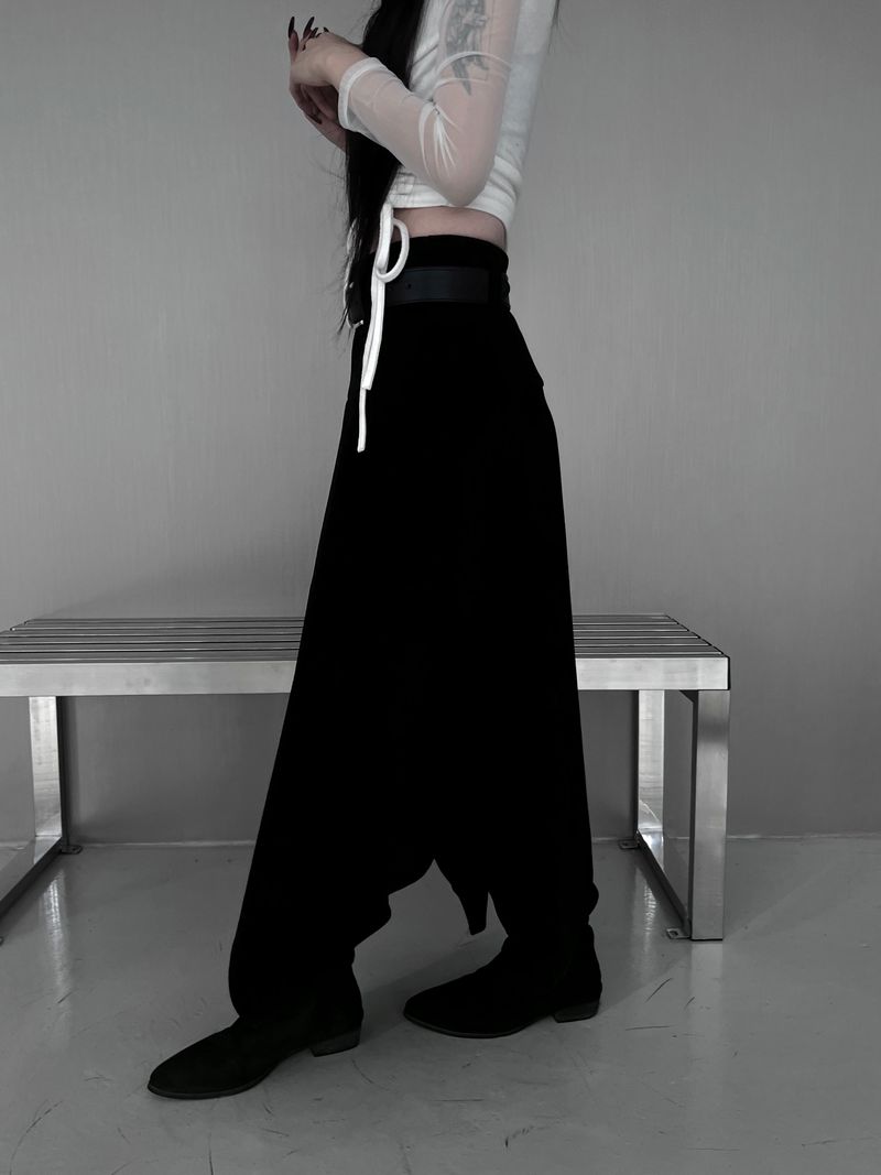 [set] belt shadow wrap skirt (2color)