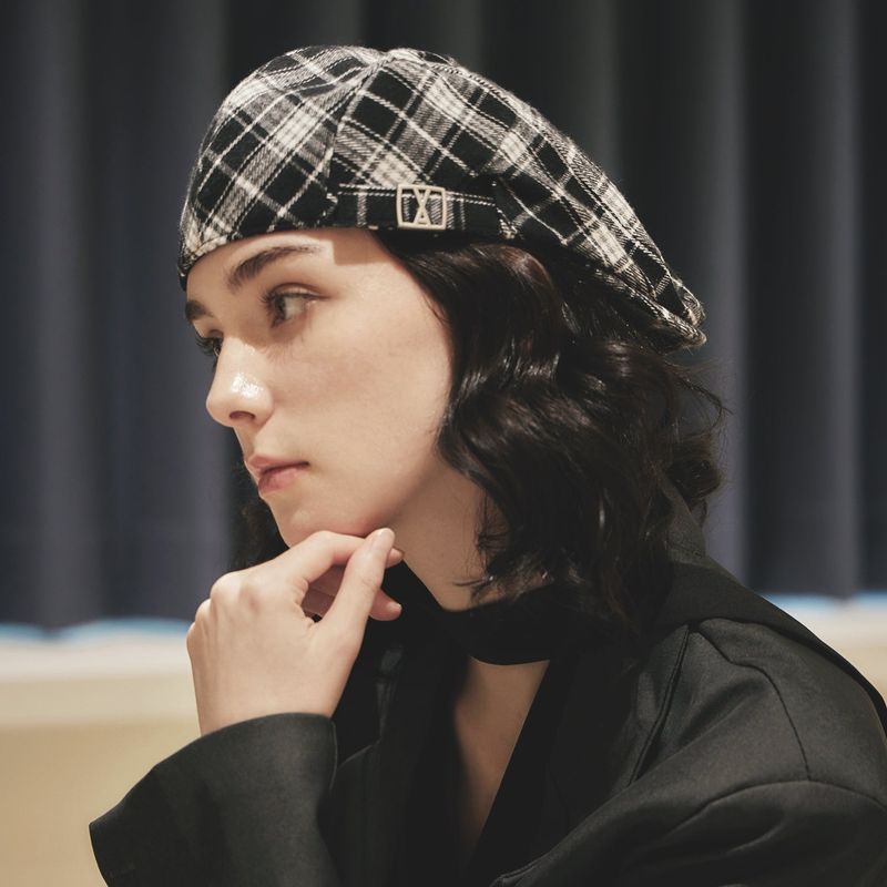 VA Square Belt Check Hunting Cap / Blackcheck