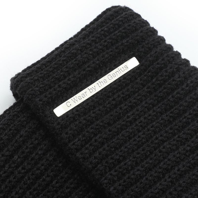 METAL LABEL BOLD KNIT BEANIE BLACK