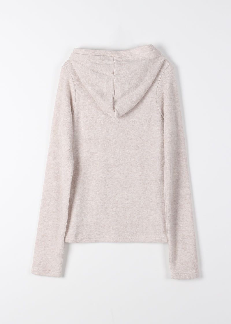 WOOL BUTTON HOOD TEE