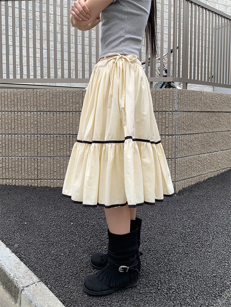 TAPE FLARE RIBBON SKIRT (2C)