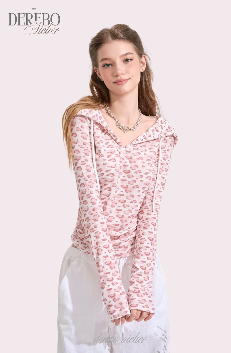 Pink Bly Leopard Hoodie Long Sleeve T-Shirt