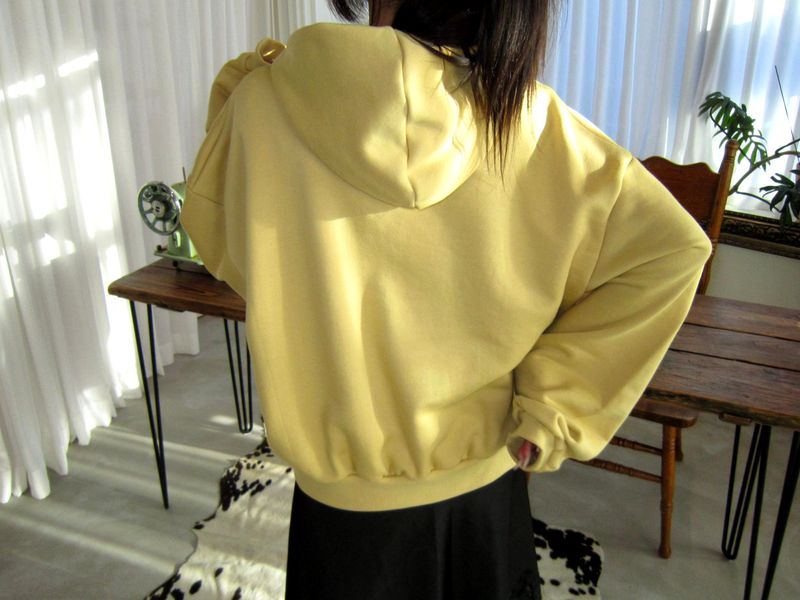 High-neck cropped hoodie
