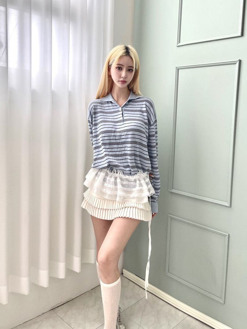 1469. Tweed pleats mini sk (3color)
