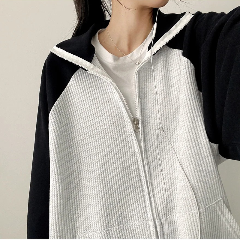 Waffle Two Tone Mix Nagrang Track Zip-Up