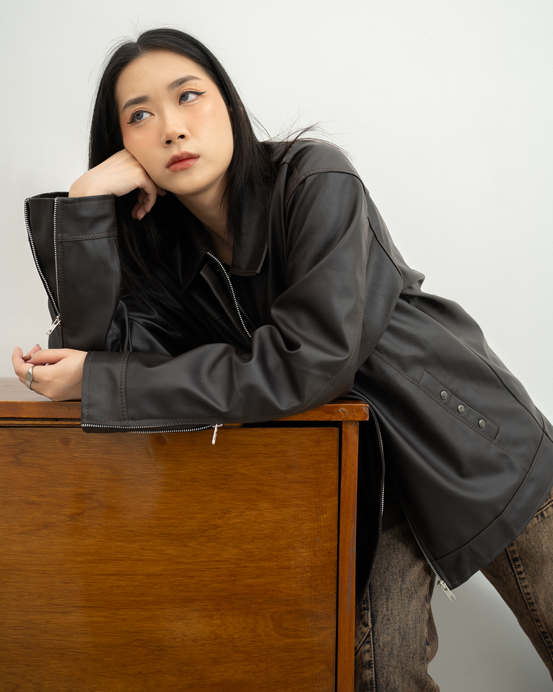 catha（カタ）の「ヴィンテージシンセティックレザージャケット（ジャケット/アウター）」