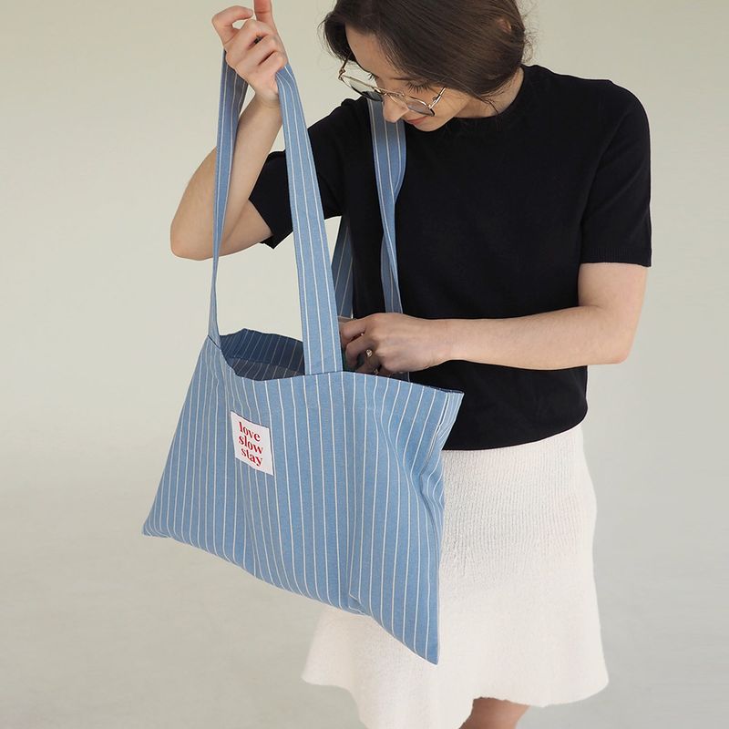 stripe eco bag_sky