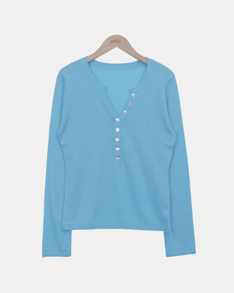 Chea Button V-Neck Long-Sleeve Knit