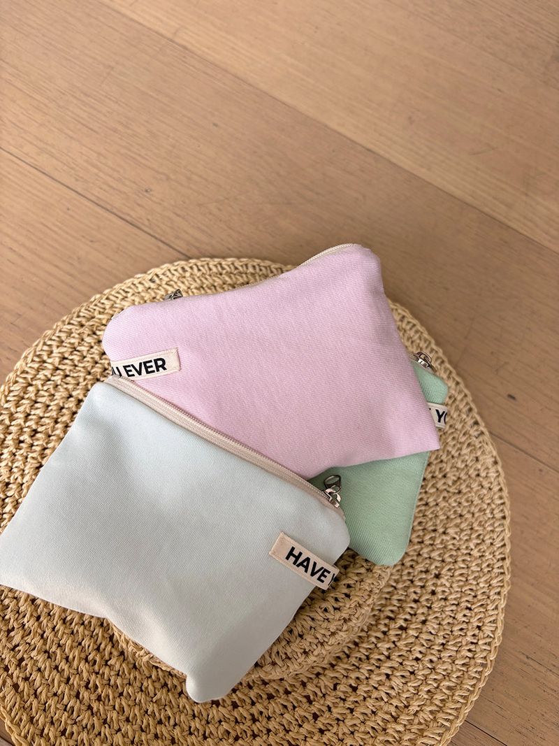 Soft cotton flat pouch - pink , M size