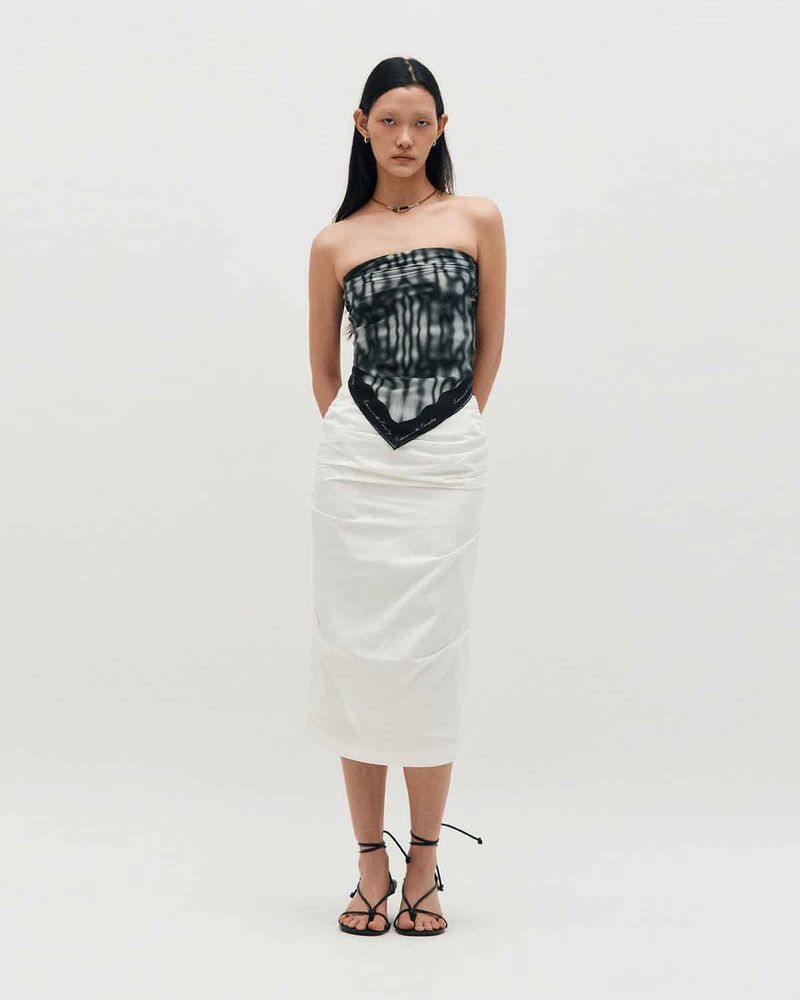 KIMZISU（キムジス）の「Draped Long Skirt _ WHITE（Skirts）」