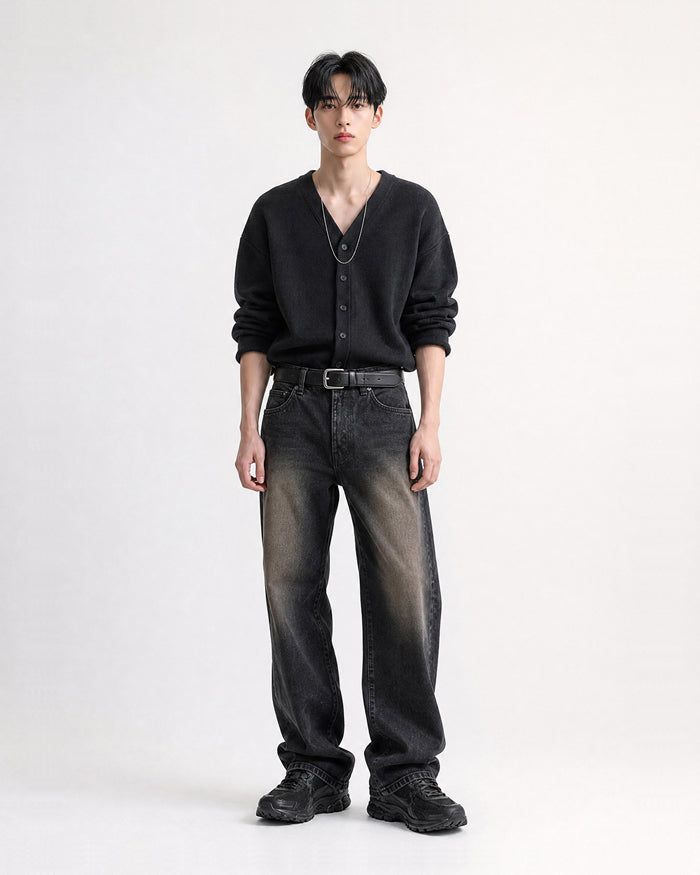 (UNISEX) Knitted V-Neck Cardigan