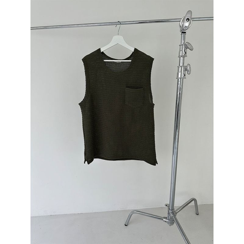 [S/S] Square pocket knit sleeveless (5color)