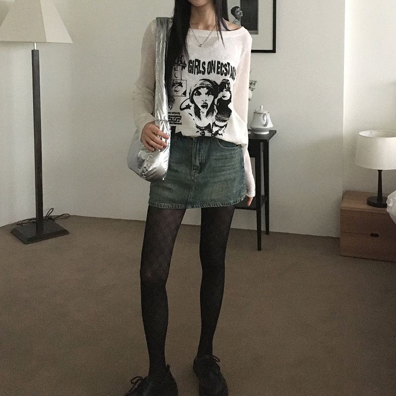 [Belt set] Jerik vintage washed denim mini skirt