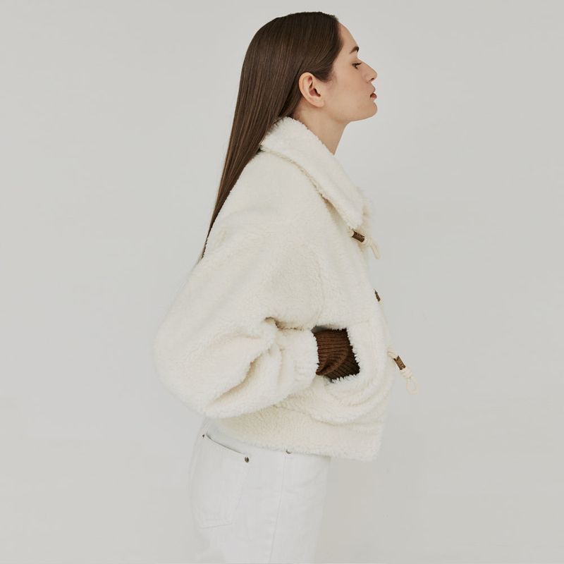 ECO FUR DUFFLE JACKET (IVORY)
