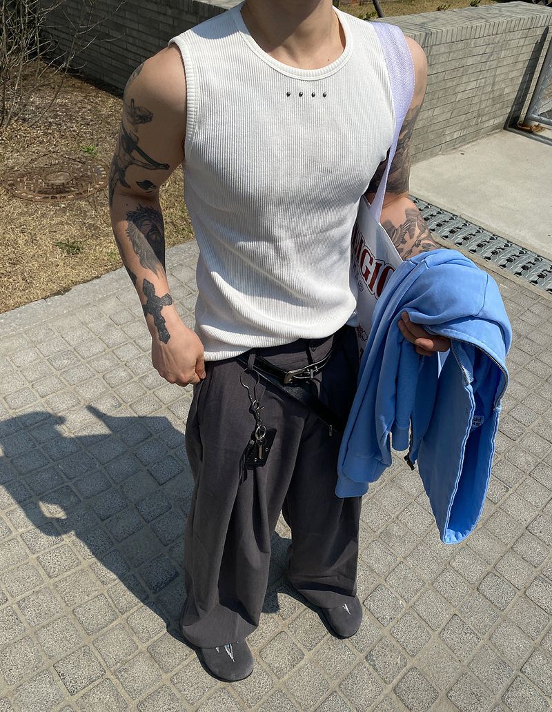 No.1203 stud sleeveless (3color)