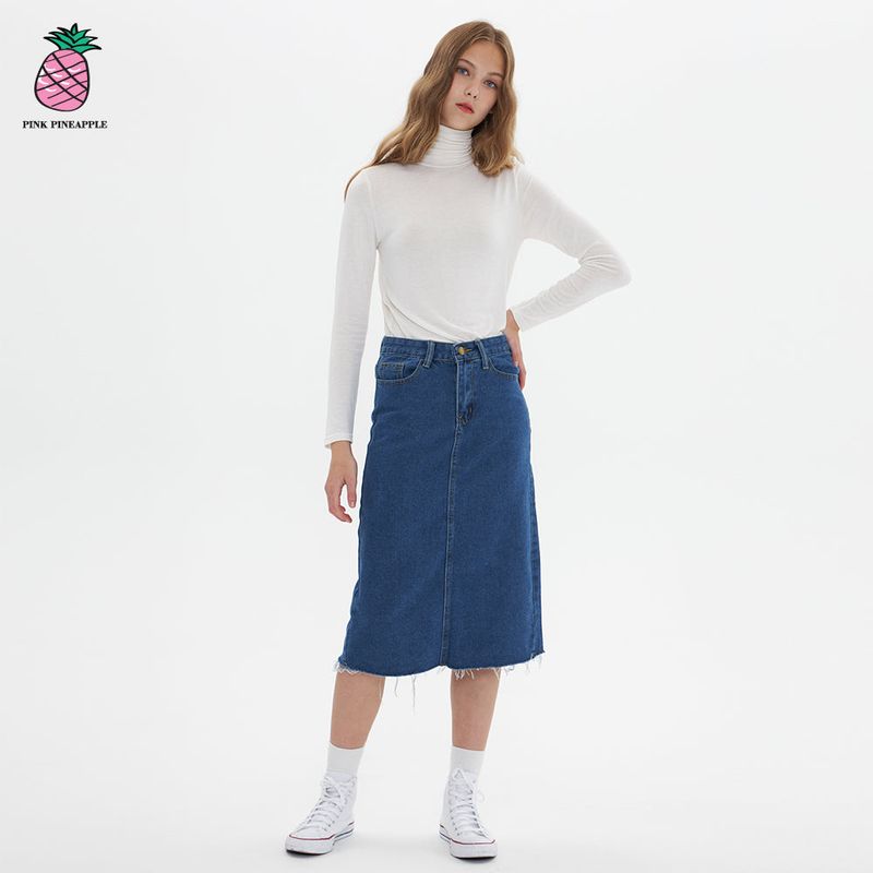 PINK PINEAPPLE（ピンクパイナップル）の「MIDE A-LINED SKIRT INDIGO（Skirts）」