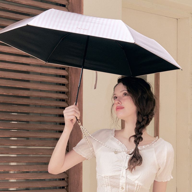 kenopi（ケノピ）の「[UV 99.% カット]kenopi Sunshine Farmhouse 3-Folding Parasol - Baby Pink Stripe（Fashion Accessories）」
