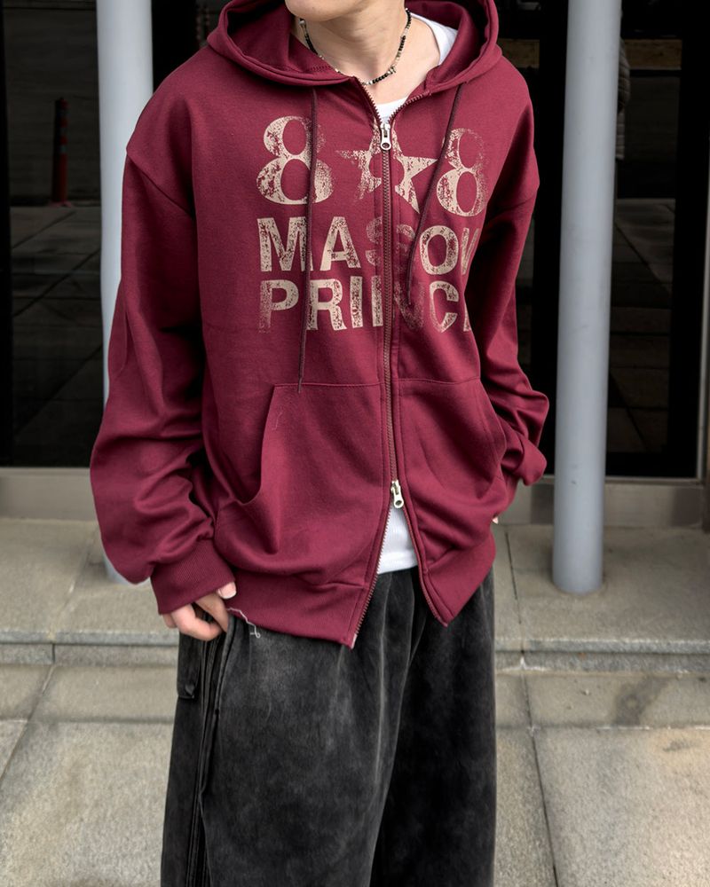 Dakel Vintage Graphic Zip-Up Hoodie