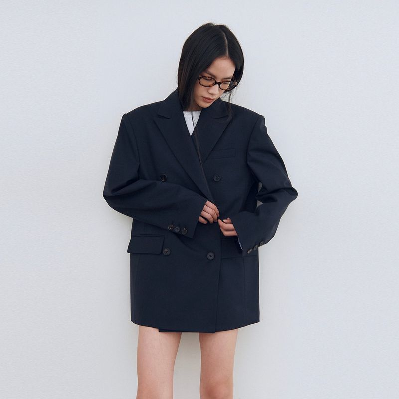 Classic Tailored Double Breasted Jacket_Navy