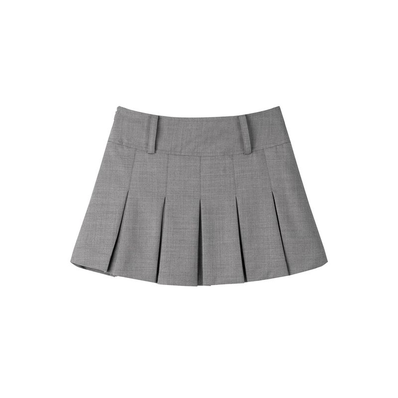 BASIC PLEATS SKIRT (GREY)