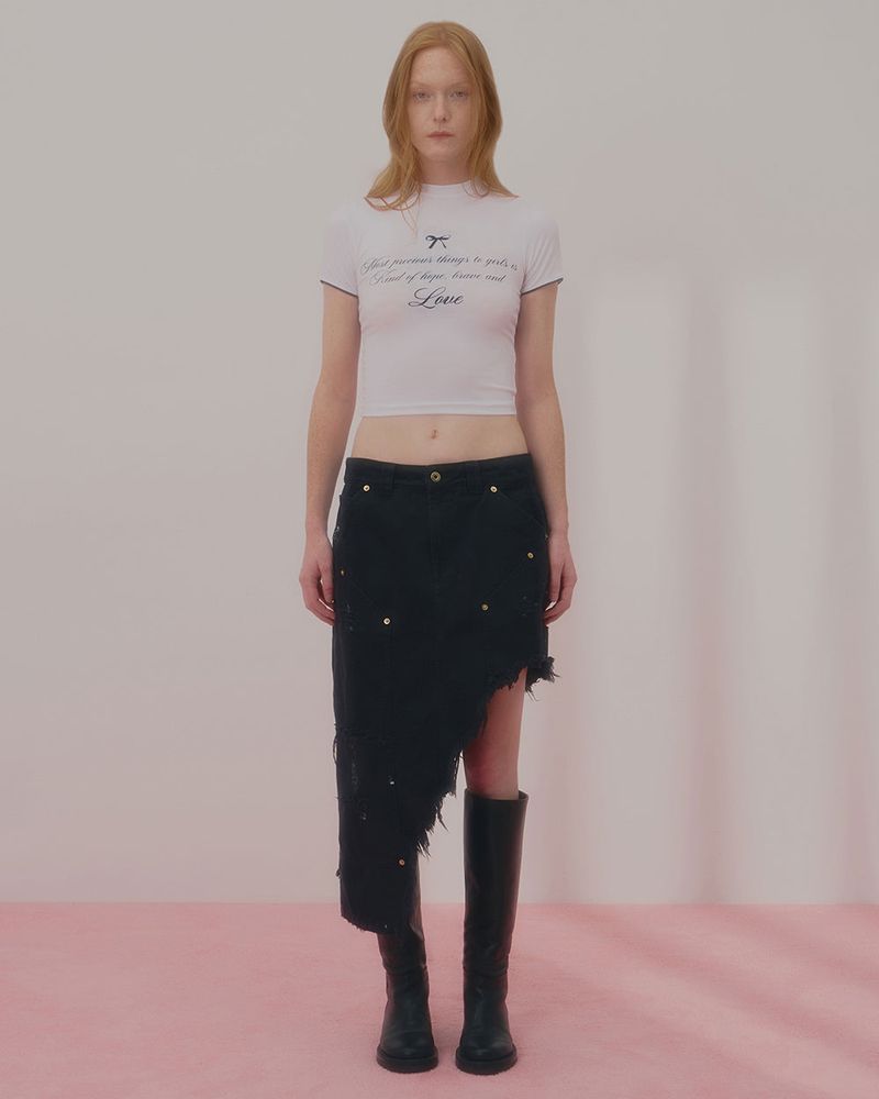 LOVE LACE CROP TSHIRT-WHITE
