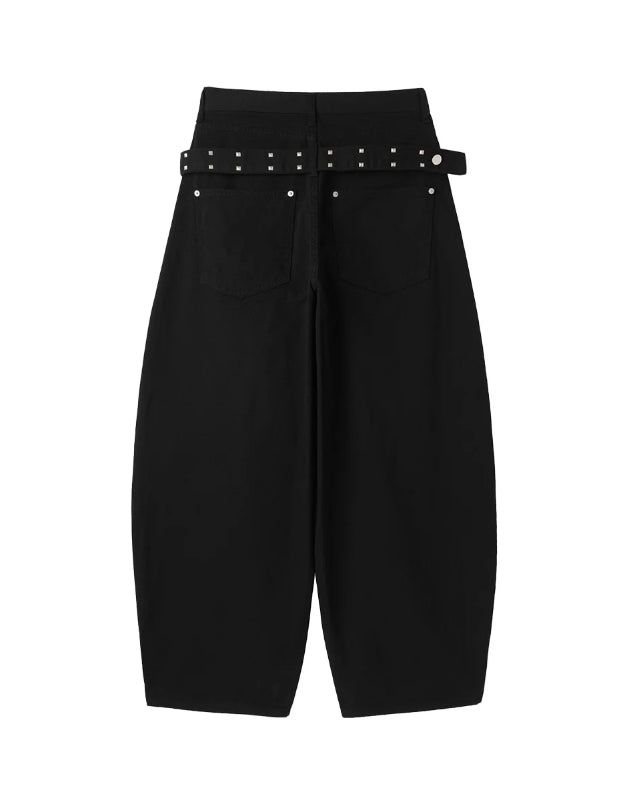 Pale studded strap pants