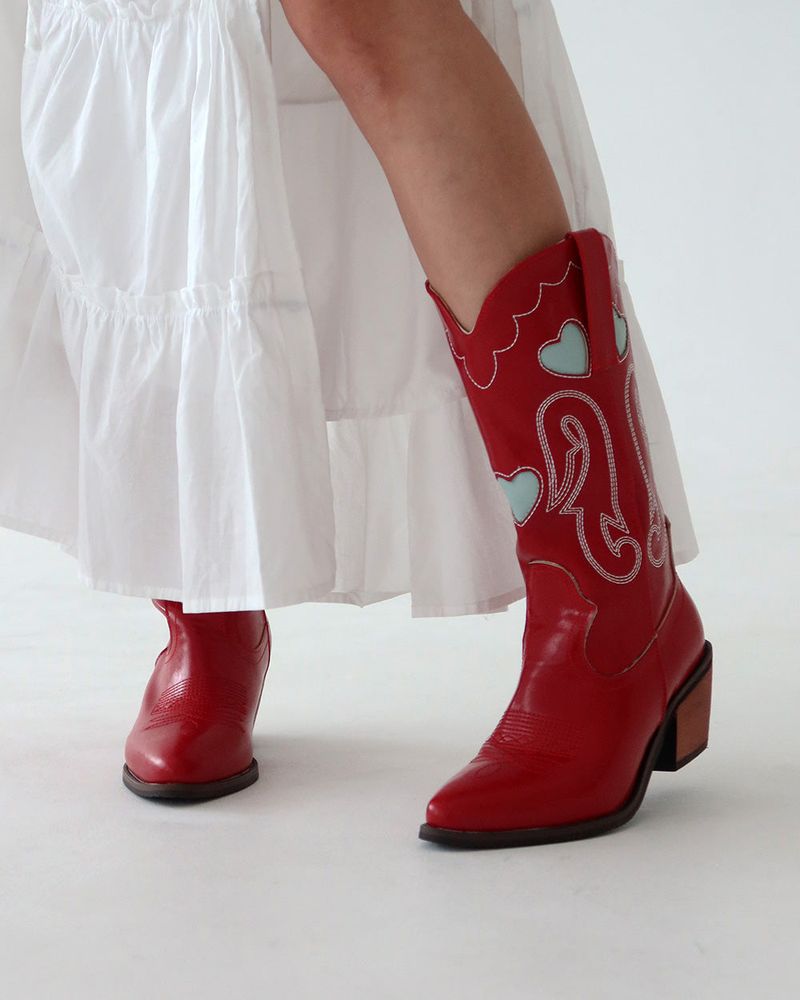1:1 Custom Order Red Heart Western Boots