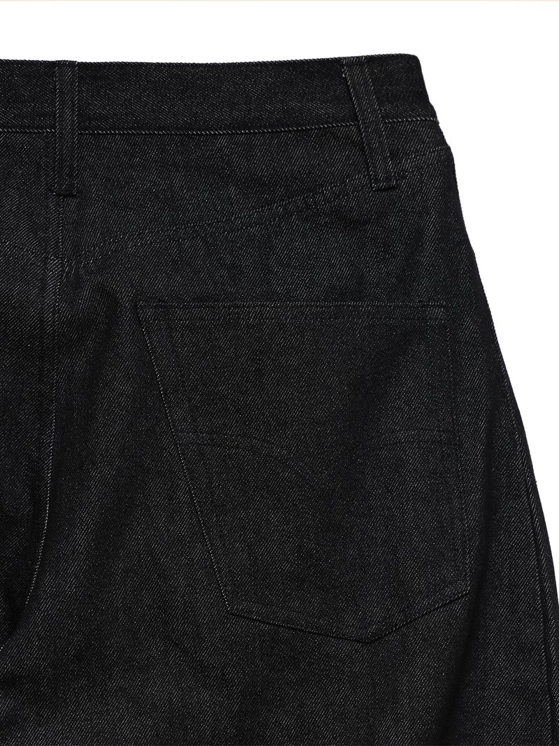 6CRAYON 11.3oz ブラックノンフェイドワイドレッグバギーデニムパンツ