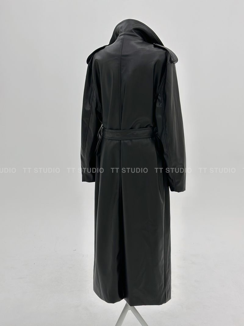Double leather long coat