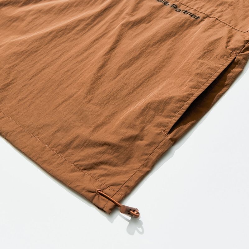 Nylon Zip Pocket Round Shirt - CAMEL