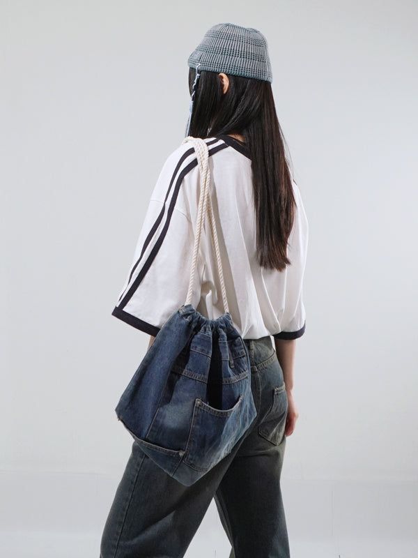 (UNISEX) Denim Rope String Gymsack