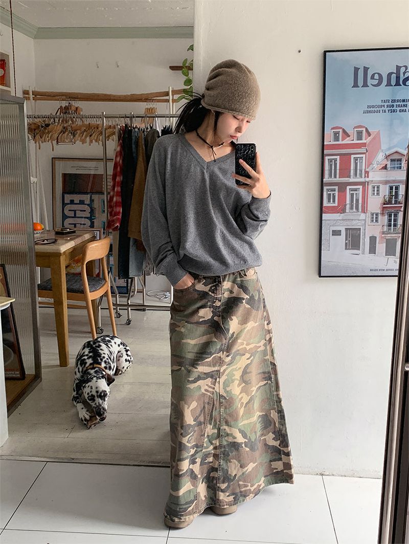 CAMOUFLAGE MAXI SKIRT