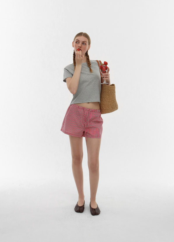 [MADE] Pinky Check Banding Shorts