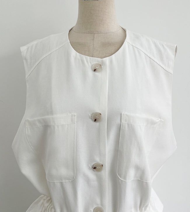 Bena Linen Sleeveless Banding Pants Set