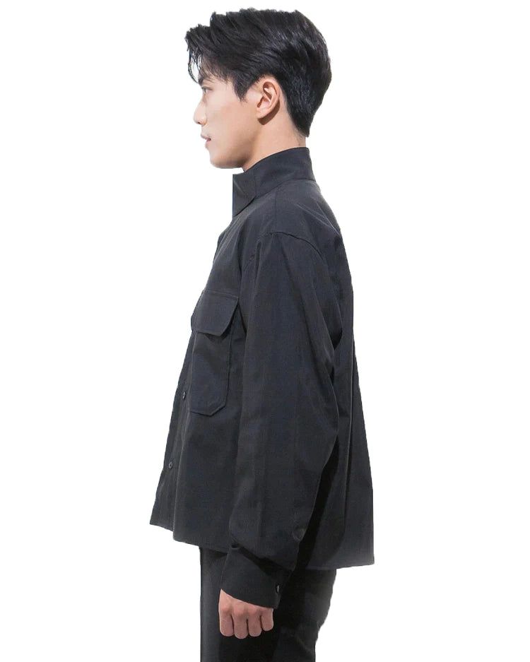 ハイネッククロップシャツ-BLACK (送料込)- WooStore