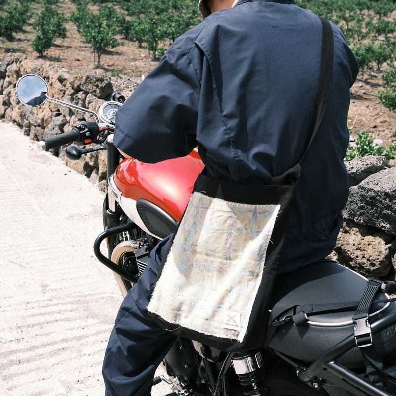[Patchwork Canvas Bag] Reef Check - Sand