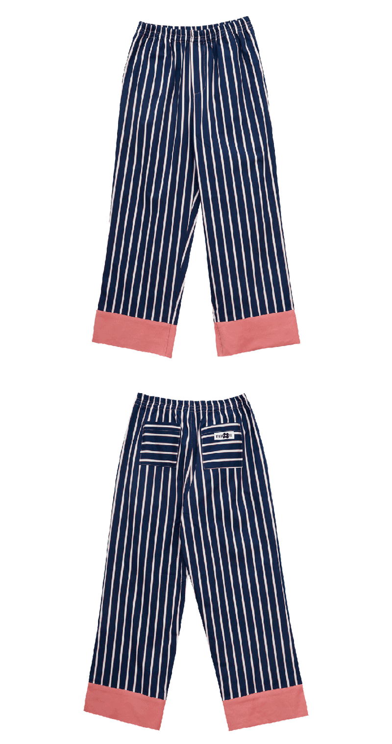 Navy Pink Stripe Pants
