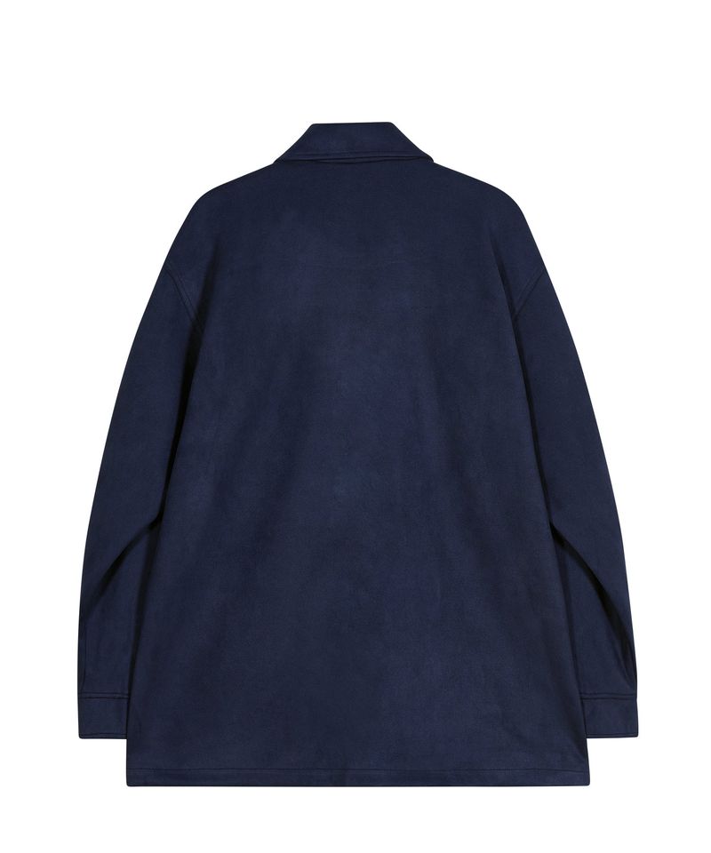 87-STAN033 [Vegan Suede] Bold Waistich Suede Jacket Navy
