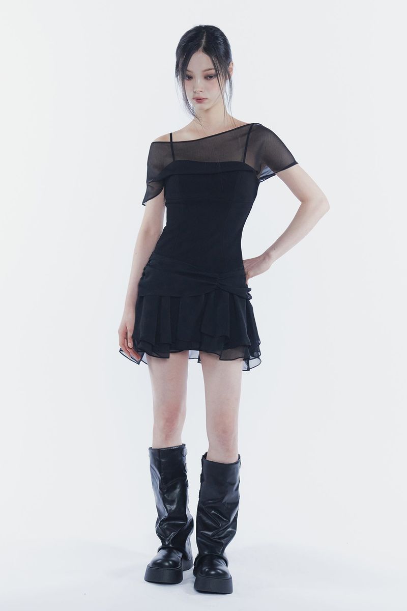 MERRY CHIFFON DRESS black