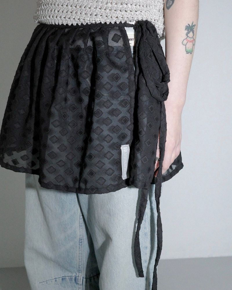 Voluminous sheer wrap skirt _ black