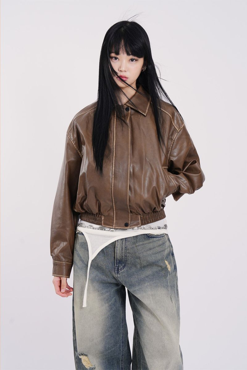 Raucohouse(ラウコハウス)の「Northway washed leather collar jumper(Jackets/Outerwear)」