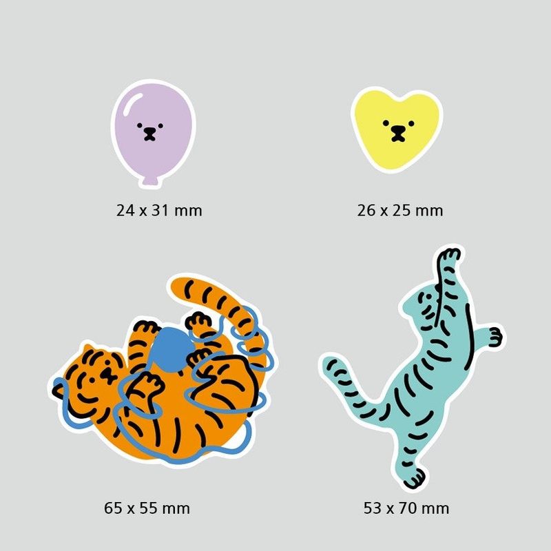 OOPS & HEY TIGER 4PCS STICKERS