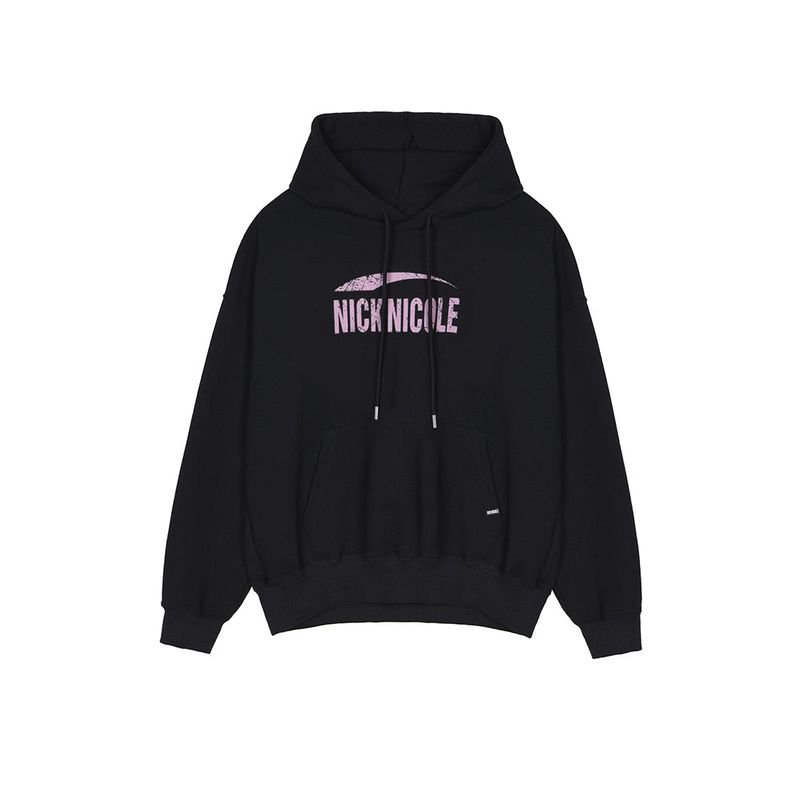 NICK&NICOLE(ニック&ニコール)の「NICOLE VINTAGE CRACK LOGO HOODY_BLACK PINK(Tops)」