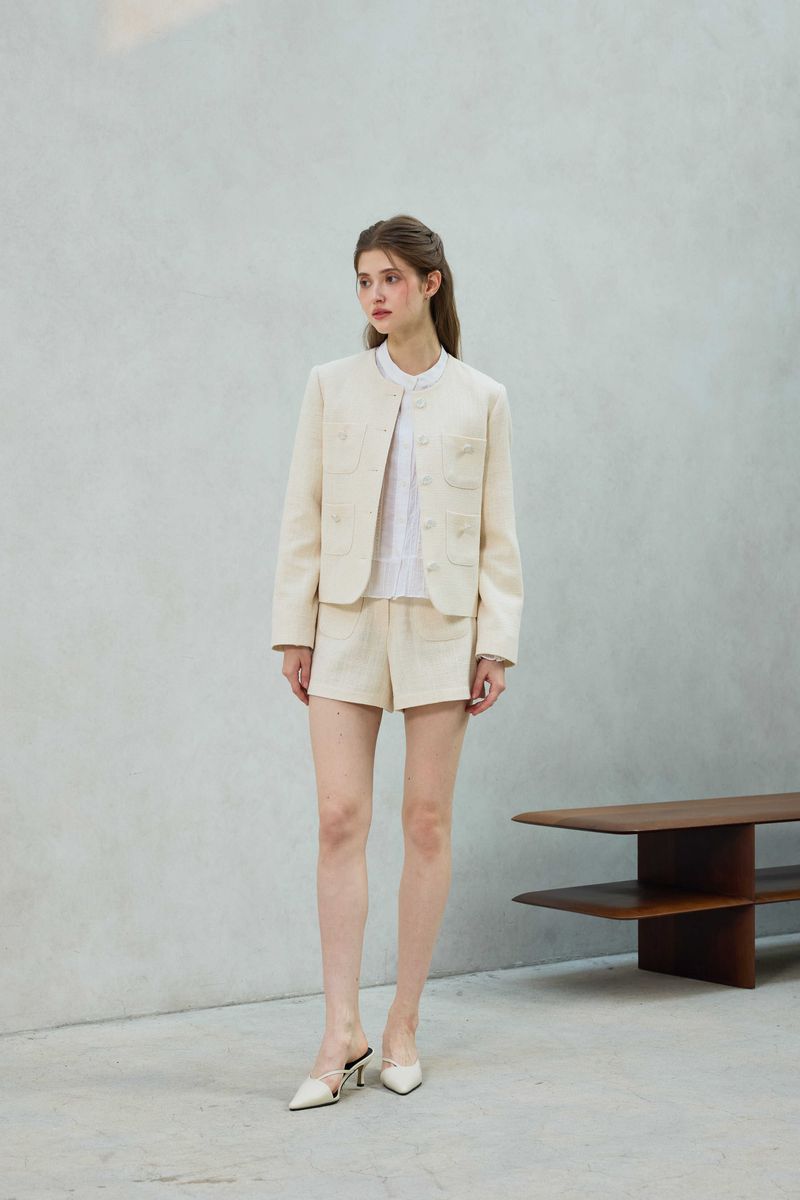 CHERISH TWEED SHORTS PANTS / WHITE
