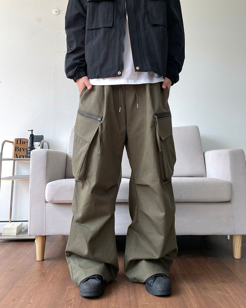 Zipper Big Cargo Cotton Pants