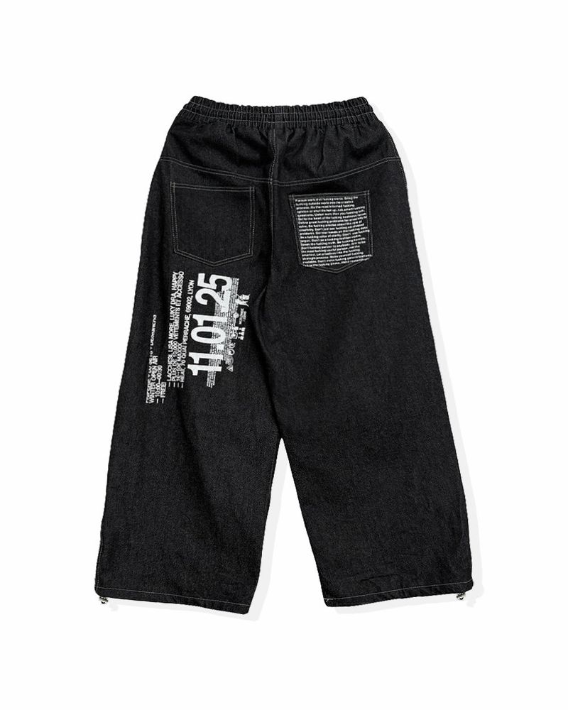 Bin Lettering Raw Wide Denim