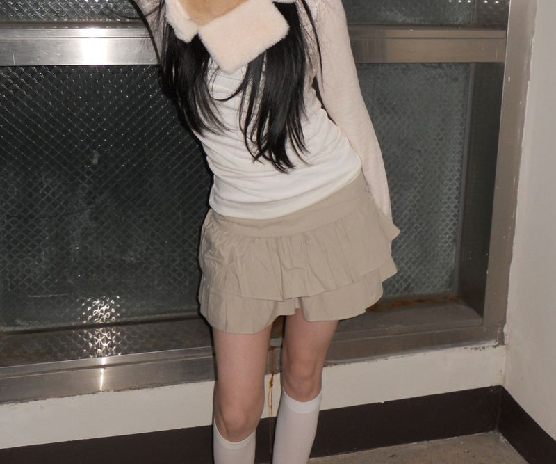 marron tiered skirt pants