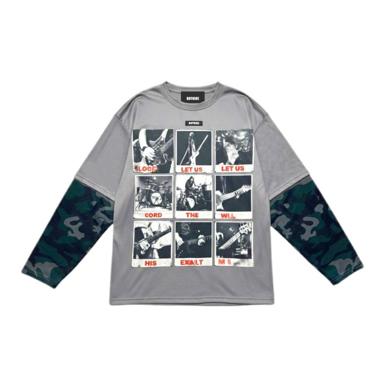 ROYNINE（ロイナイン）の「グレーロックスターレイヤードTシャツ（トップス）」